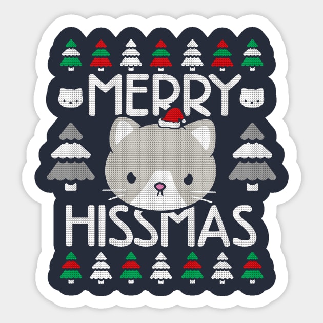 Cat Ugly Christmas Sweater Pattern, Merry Hissmus Sticker by Boots